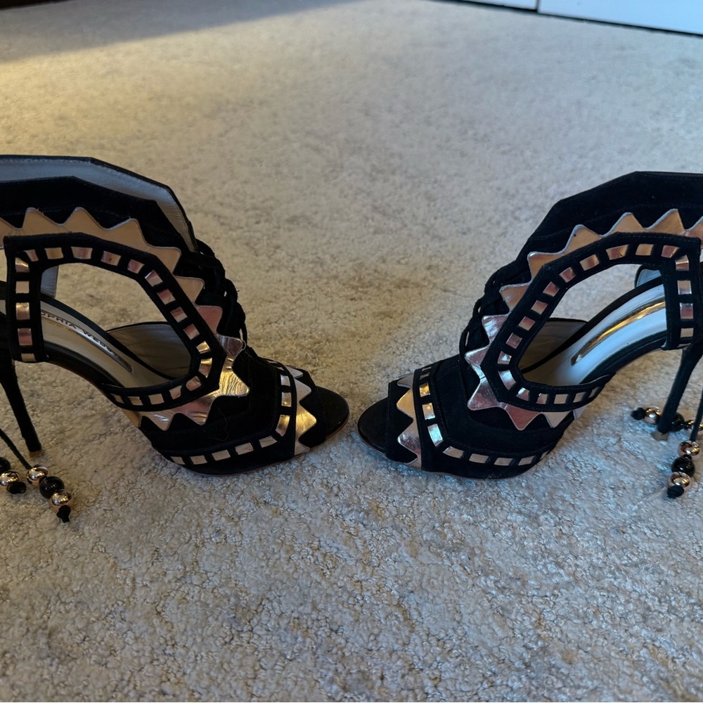 Sophia Webster Black and Gold Heels